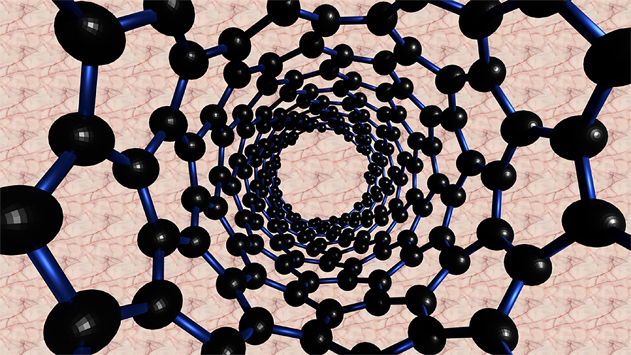  Rappresentazione dei nano tubi in carbonio.